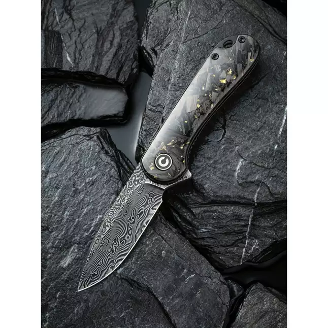 Ніж складаний кишеньковий Civivi Elementum, (7.5 см) Damascus / Carbon Fiber сірий — Photo 7