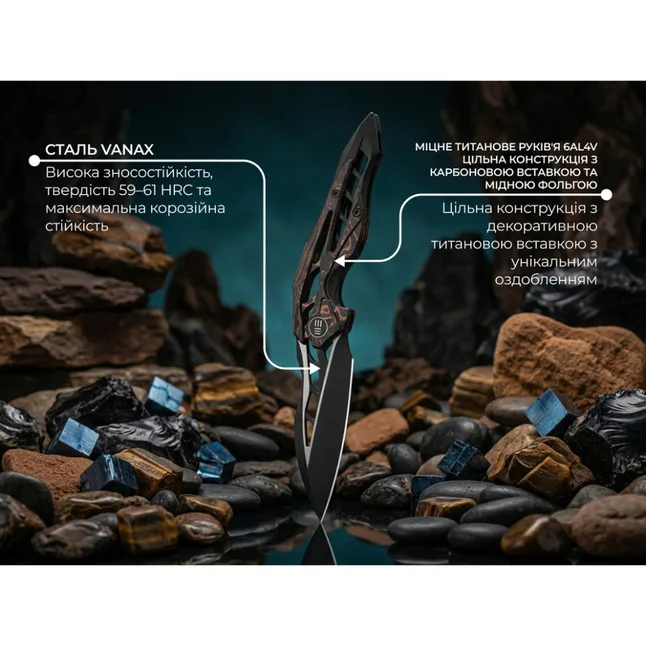 Нож складной туристический Weknife Arrakis (8.8 см) Vanax / Titanium черный — Photo 11