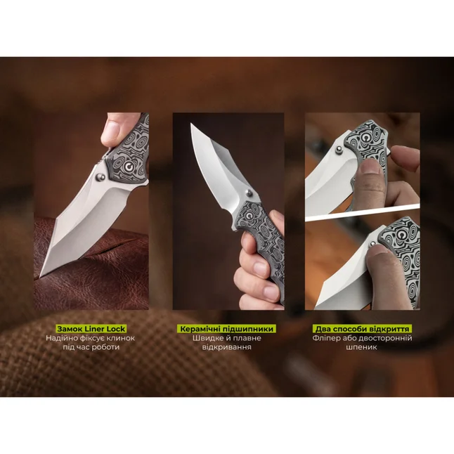 Ніж складаний туристичний Civivi Pentad (8.8 см) Nitro-V / Micarta чорний/білий — Photo 13
