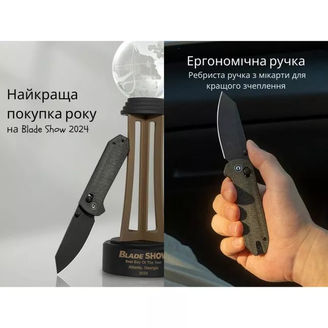 Ніж складаний кишеньковий Civivi Yonder, (7.3 см) 14C28N / Micarta темно-сірий — Photo 10