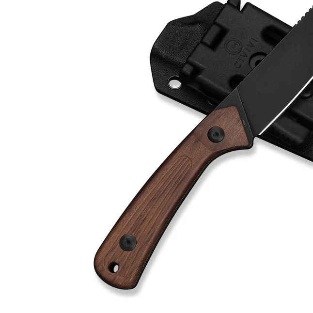 Нож фиксированный туристический Civivi Carveth (9,1 см) AEB-L / Wood дерево с чехлом — Photo 5