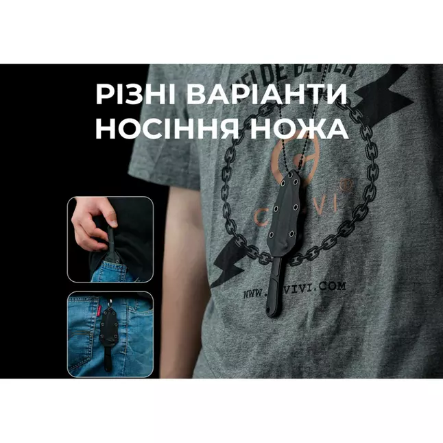 Нож фиксированный тактический Civivi Mini Elementum, (5.7 см) Nitro-V / G10 черный — Photo 7