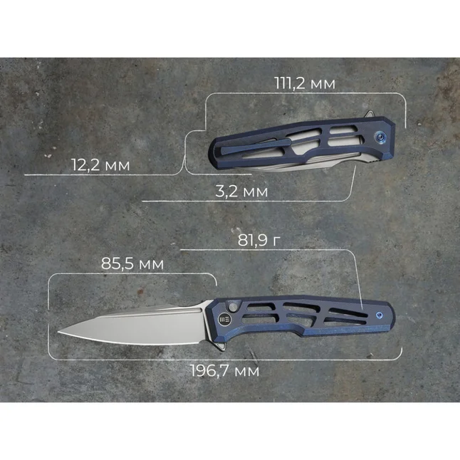 Нож складной туристический Weknife Dressytak (8.6 см) Bohler M390 / Titanium синий — Photo 13