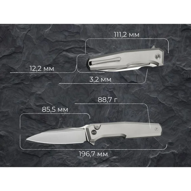 Нож складной туристический Weknife Dressytak (8.6 см) Bohler M390 / Titanium серый — Photo 13