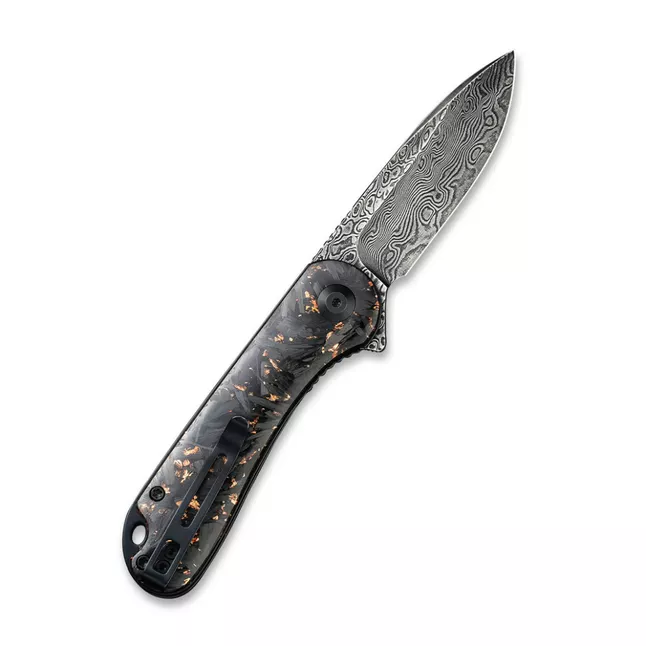 Ніж складаний кишеньковий Civivi Elementum, (7.5 см) Damascus / Carbon Fiber чорний — Photo 1