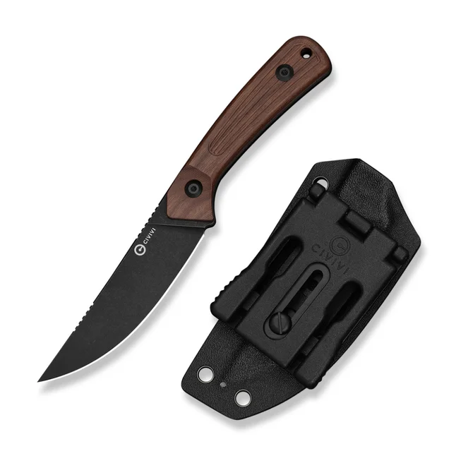 Нож фиксированный туристический Civivi Carveth (9,1 см) AEB-L / Wood дерево с чехлом — Photo 3
