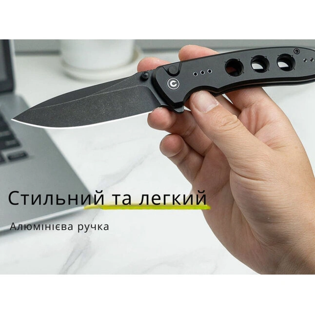 Ніж складаний туристичний Civivi Hyperpulse, (8.9 см) 14C28N / Aluminum чорний — Photo 13