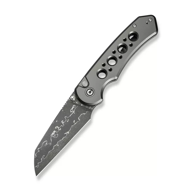 Ніж складаний туристичний Civivi Pragma Prime, (8.9 см) Damascus / Aluminum сірий
