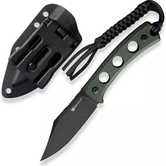 Нож фиксированный туристический Sencut Waxahachie, (9.4 см) 9Cr18MoV / Micarta темно-зеленый