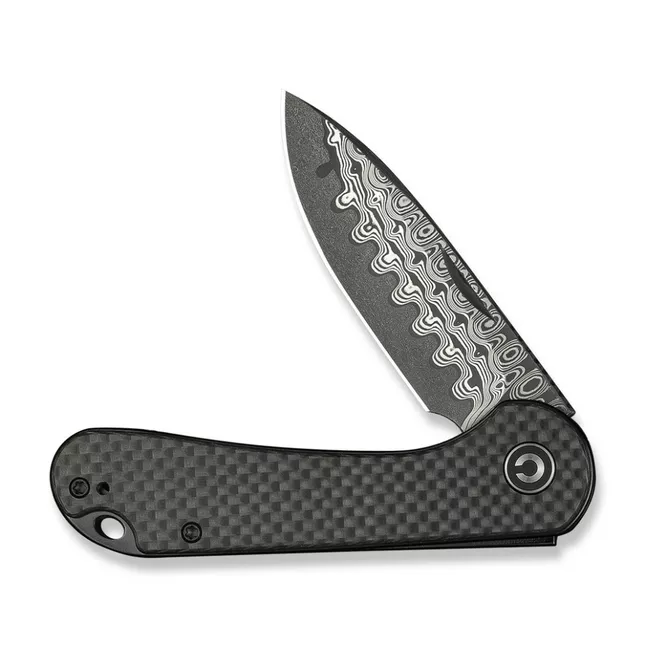Ніж складаний кишеньковий Civivi Elementum Slip Joint, (7.5 см) Damascus / Carbon Fiber сірий — Photo 2