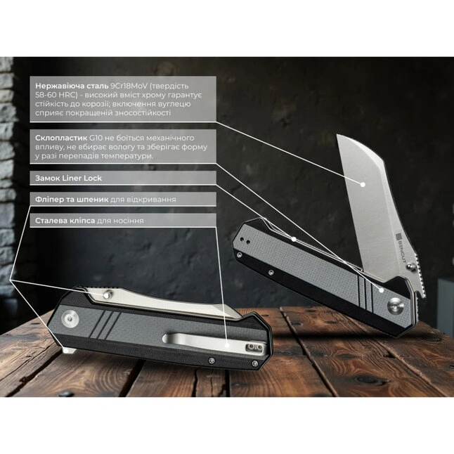 Нож складной туристический Sencut Draxor, (9.4 см) 9Cr18MoV / G10 серый — Photo 9