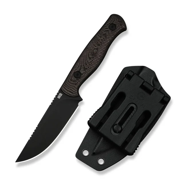 Нож фиксированный туристический Weknife Notchline, (8.7 см) CPM S35VN / Carbon Fiber медный с чехлом — Photo 3