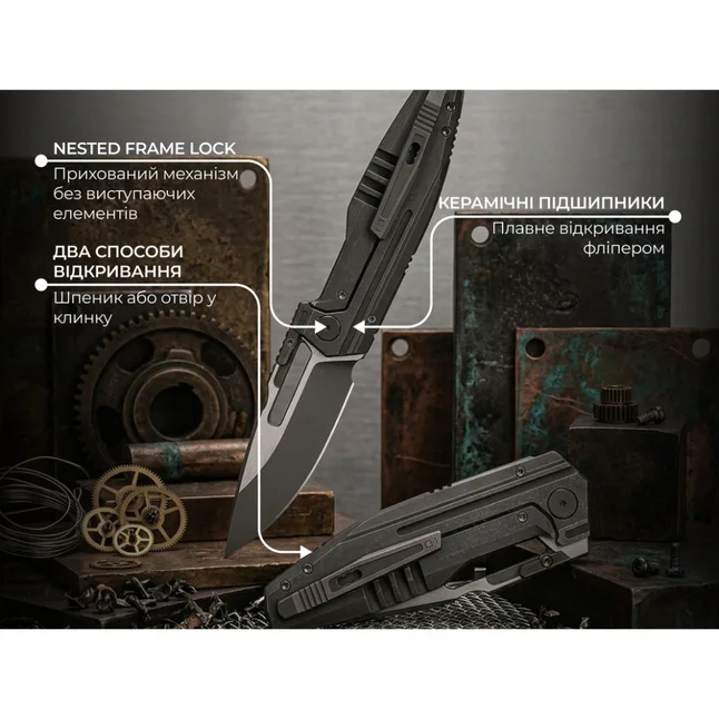 Нож складной туристический Weknife Reveille (9.7 см) Bohler M390 / Titanium оливково-серый — Photo 11