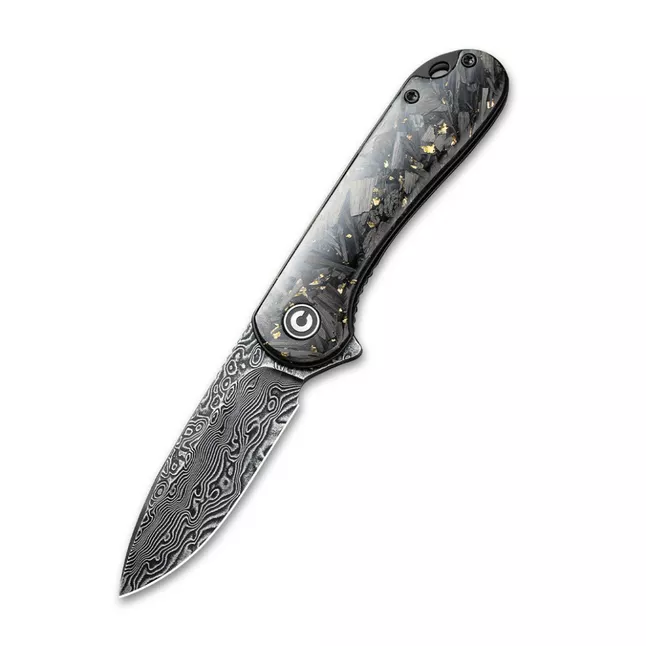 Ніж складаний кишеньковий Civivi Elementum, (7.5 см) Damascus / Carbon Fiber сірий