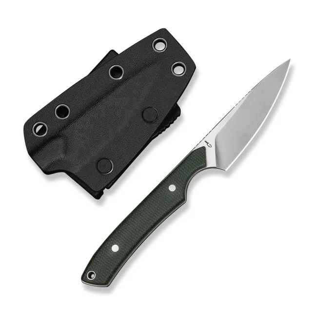 Нож фиксированный карманный Civivi High Grass Field Knife (7,4 см) 14C28N / Micarta зеленый с чехлом — Photo 4