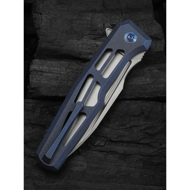 Нож складной туристический Weknife Dressytak (8.6 см) Bohler M390 / Titanium синий — Photo 10