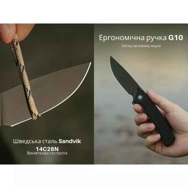 Ніж складаний туристичний Civivi Merit, (8.3 см) 14C28N / G10 чорний — Photo 10