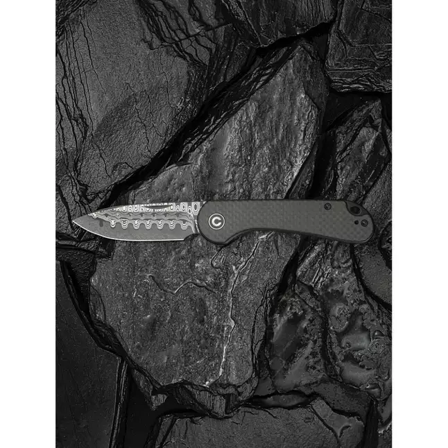 Ніж складаний кишеньковий Civivi Elementum Slip Joint, (7.5 см) Damascus / Carbon Fiber сірий — Photo 16