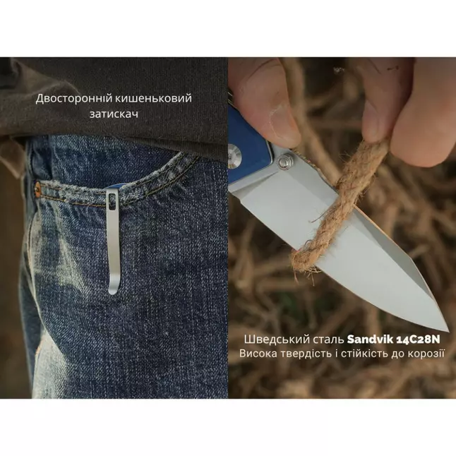 Нож складной туристический Civivi Placoid, (9.3 см) 14C28N / G10 синий — Photo 12