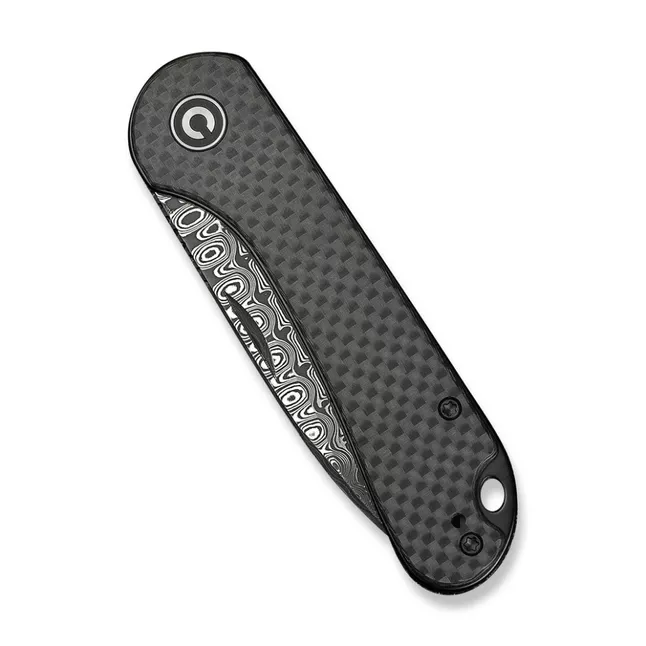 Ніж складаний кишеньковий Civivi Elementum Slip Joint, (7.5 см) Damascus / Carbon Fiber сірий — Photo 3