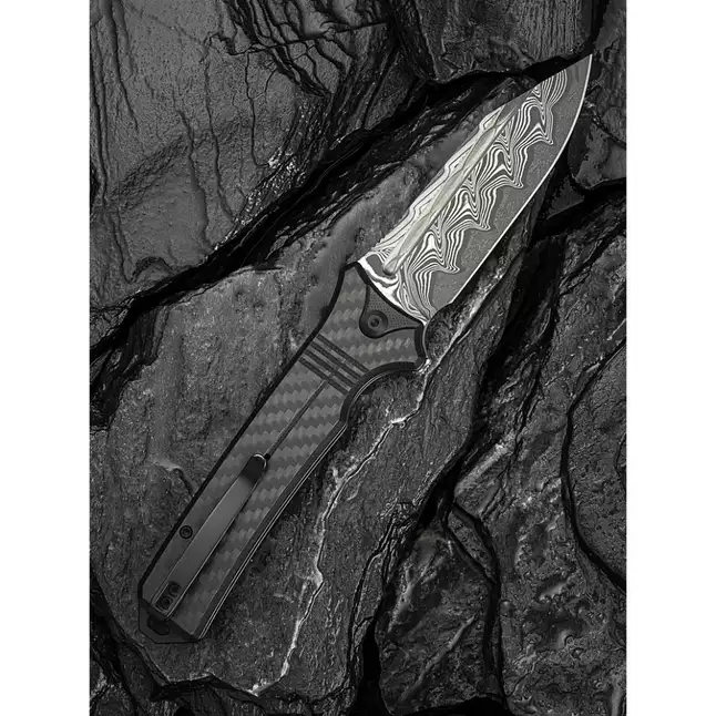 Нож складной туристический Civivi Neurohaptic, (9.5 см) Damascus / Carbon Fiber &amp; G10 — Photo 10