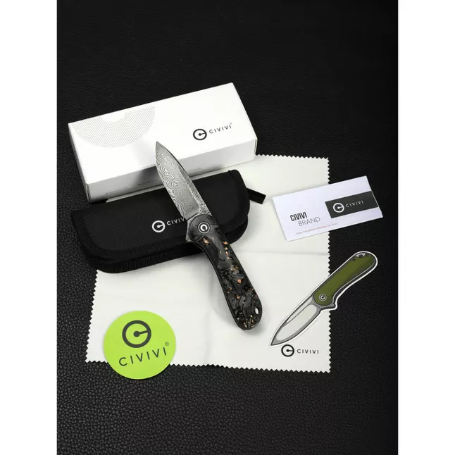 Ніж складаний кишеньковий Civivi Elementum, (7.5 см) Damascus / Carbon Fiber чорний — Photo 16