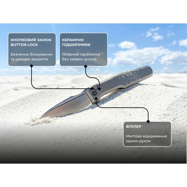 Нож складной туристический Weknife Dressytak (8.6 см) Bohler M390 / Titanium серый — Photo 12