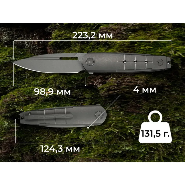 Нож складной туристический Weknife Hull (9.9 см) Bohler M390 / Titanium серый — Photo 12