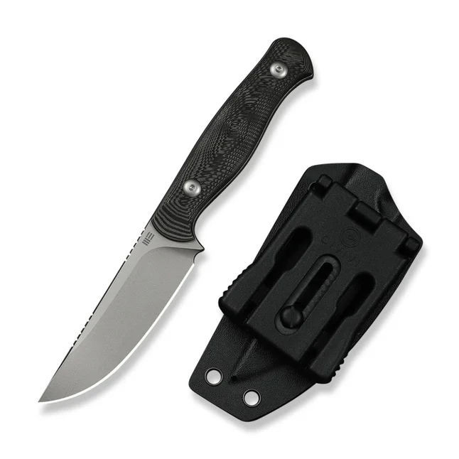 Нож фиксированный туристический Weknife Notchline, (8.7 см) CPM S35VN / Carbon Fiber черный с чехлом — Photo 3