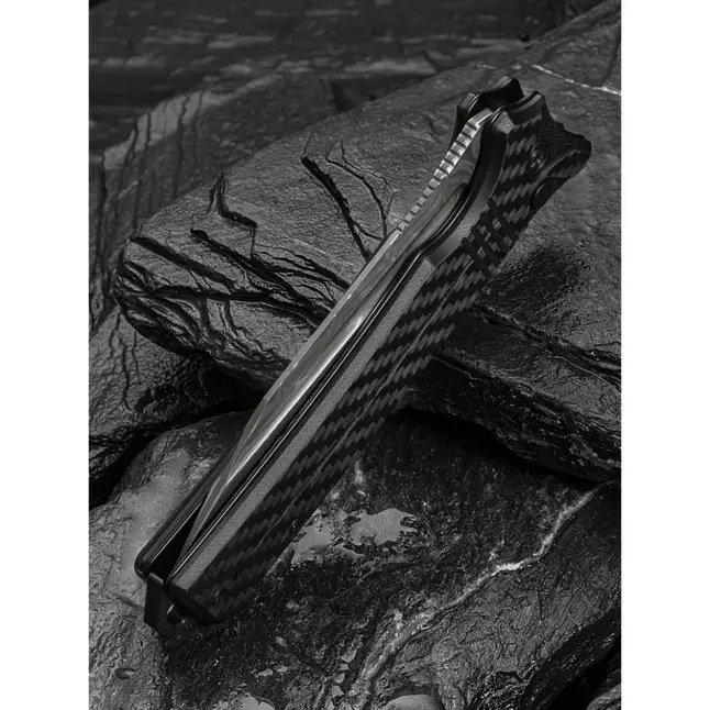 Нож складной туристический Civivi Neurohaptic, (9.5 см) Damascus / Carbon Fiber &amp; G10 — Photo 14