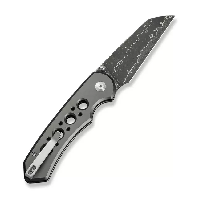 Ніж складаний туристичний Civivi Pragma Prime, (8.9 см) Damascus / Aluminum сірий — Photo 1