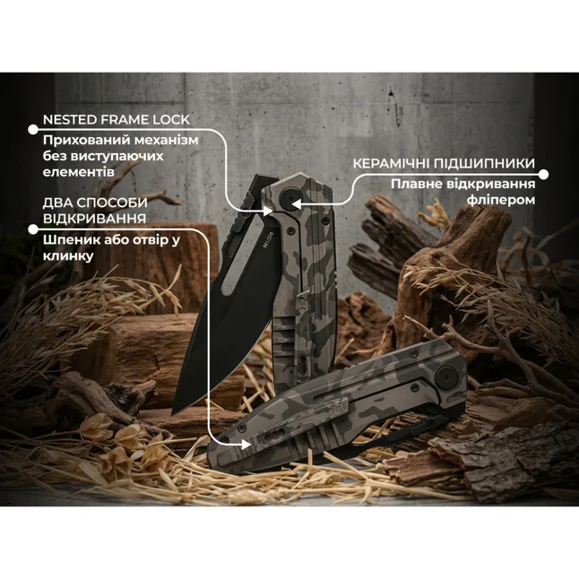 Нож складной туристический Weknife Reveille (9.7 см) Bohler M390 / Titanium песочно-бежевый — Photo 11