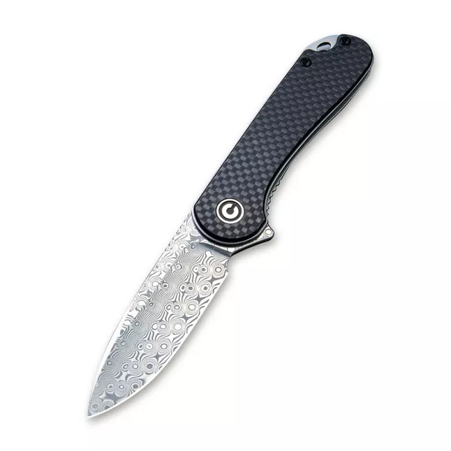 Ніж складаний кишеньковий Civivi Elementum, (7.5 см) Damascus / Carbon Fiber &amp; G10