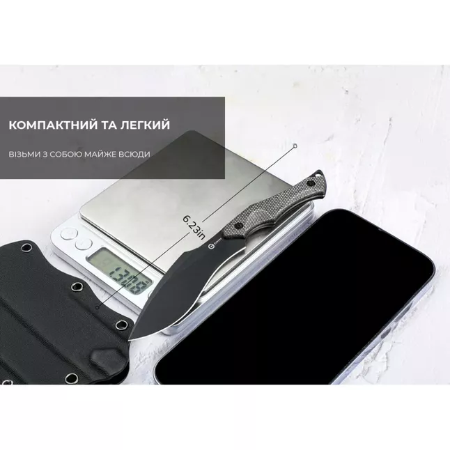 Ніж фіксований тактичний Civivi Vaquita II, (8.1 см) Nitro-V / Micarta чорний — Photo 7