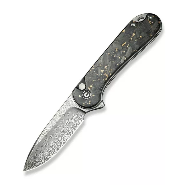 Ніж складаний кишеньковий Civivi Elementum II, (7.5 см) Damascus / Carbon Fiber &amp; Resin