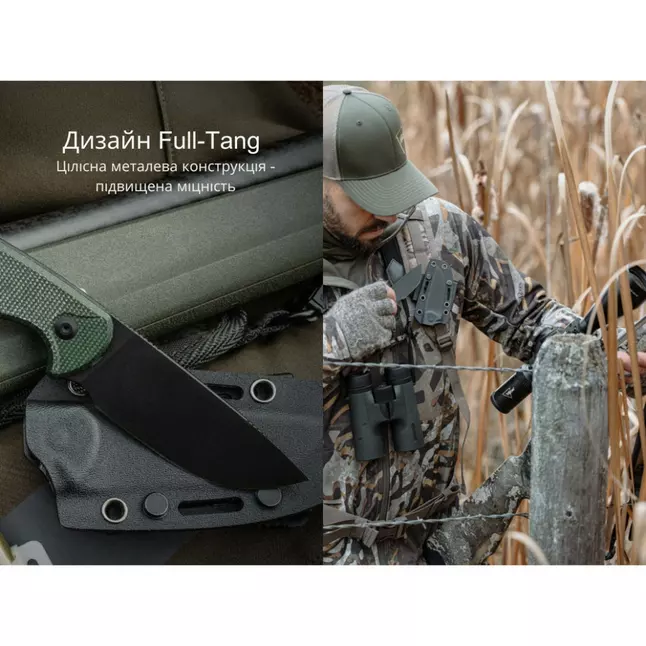 Ніж фіксований тактичний Civivi Timberbark, (8.1 см) 14C28N / Micarta темно-зелений — Photo 10