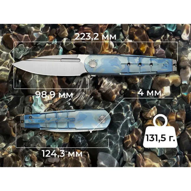 Ніж складаний туристичний Weknife Hull (9.9 см) Bohler M390 / Titanium синій — Photo 12