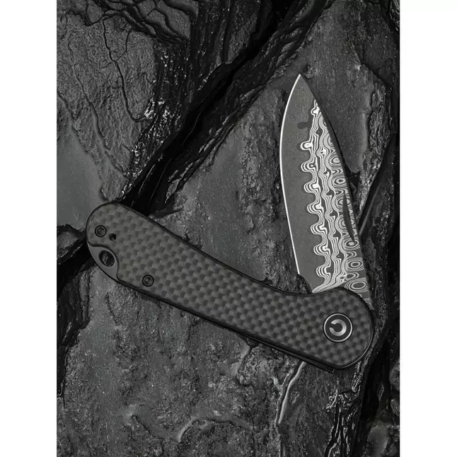 Ніж складаний кишеньковий Civivi Elementum Slip Joint, (7.5 см) Damascus / Carbon Fiber сірий — Photo 11