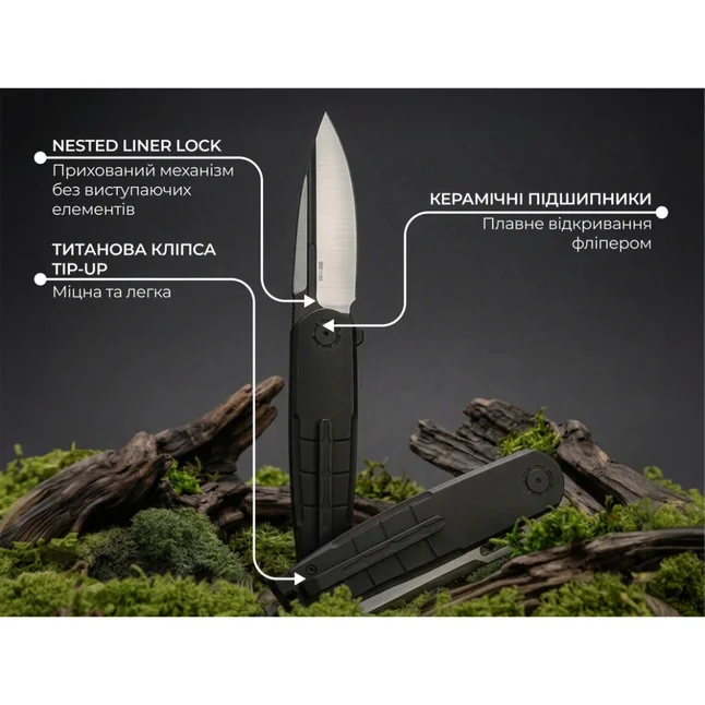 Ніж складаний туристичний Weknife Hull (9.9 см) Bohler M390 / Titanium чорний — Photo 11