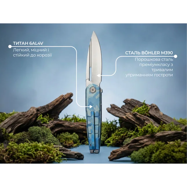 Ніж складаний туристичний Weknife Hull (9.9 см) Bohler M390 / Titanium синій — Photo 10