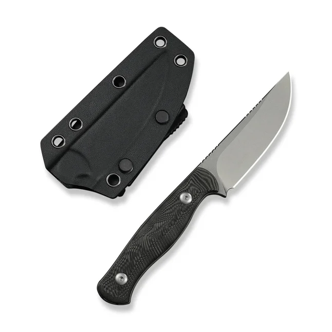Нож фиксированный туристический Weknife Notchline, (8.7 см) CPM S35VN / Carbon Fiber черный с чехлом — Photo 4