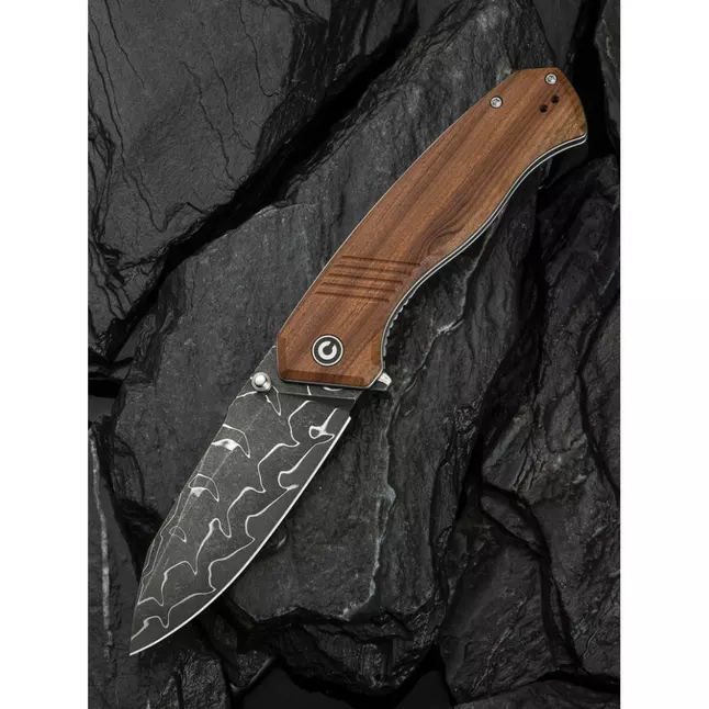 Ніж складаний туристичний Civivi Placoid, (9.3 см) Damascus / Guibourtia Wood — Photo 9