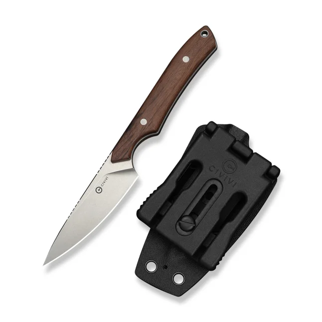 Нож фиксированный карманный Civivi High Grass Field Knife (7,4 см) 14C28N / Wood дерево с чехлом — Photo 3