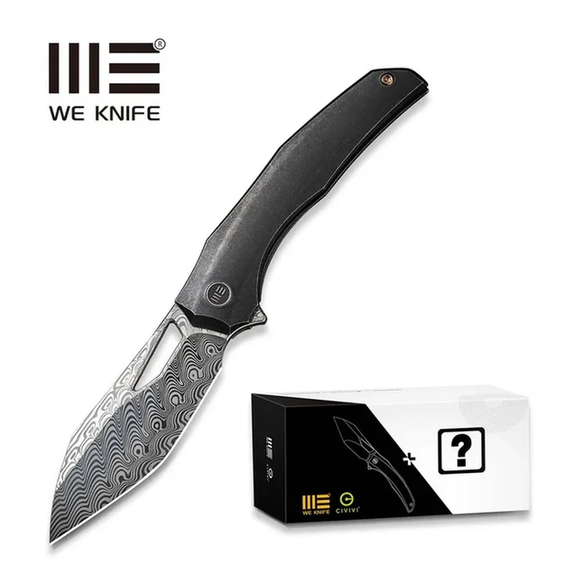 Ніж складаний туристичний Weknife Ignio Mystery Box, (8.39 см) Damasteel (Hakkapella) / 6AL4V Titanium чорний — Photo 9