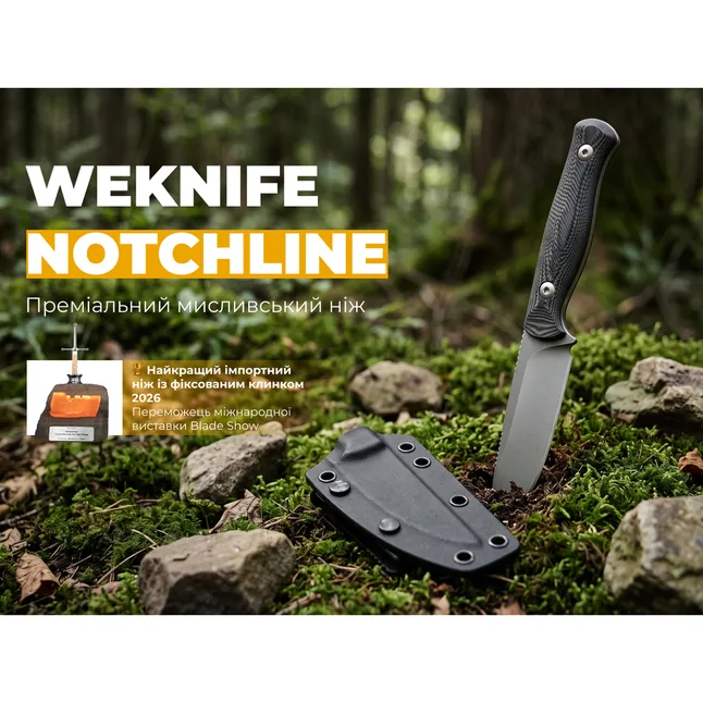 Нож фиксированный туристический Weknife Notchline, (8.7 см) CPM S35VN / Carbon Fiber черный с чехлом — Photo 10
