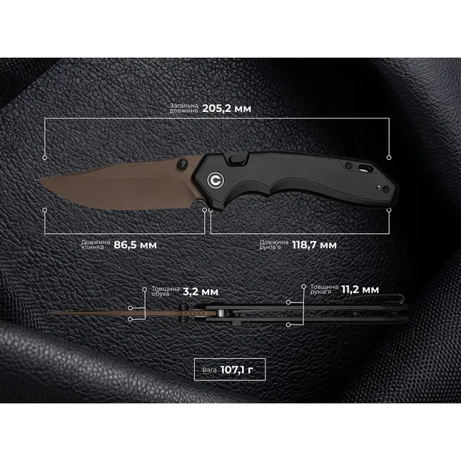 Ніж складаний туристичний Civivi Elite Brova, (8.7 см) CPM S35VN / Aluminum чорний — Photo 10