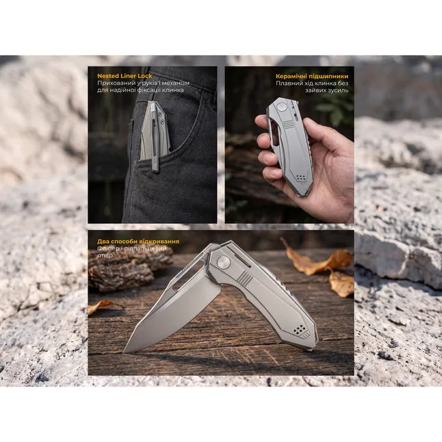 Ніж складаний туристичний Weknife Bogey (9.3 см) Bohler M390 / Titanium сірий — Photo 11