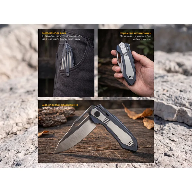Нож складной туристический Weknife Bogey (9.3 см) Bohler M390 / Titanium синий — Photo 11