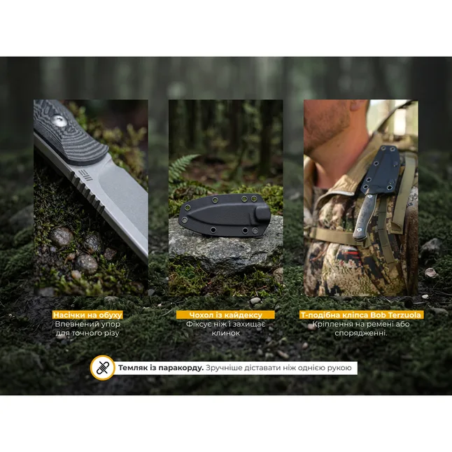 Нож фиксированный туристический Weknife Notchline, (8.7 см) CPM S35VN / Carbon Fiber черный с чехлом — Photo 12
