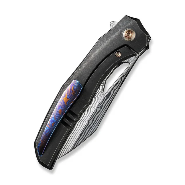 Ніж складаний туристичний Weknife Ignio Mystery Box, (8.39 см) Damasteel (Hakkapella) / 6AL4V Titanium чорний — Photo 4